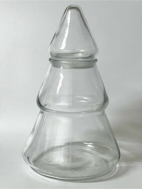 Anchor Hocking Clear Glass Christmas Tree Decorative Candy Cookie Jar 9 in